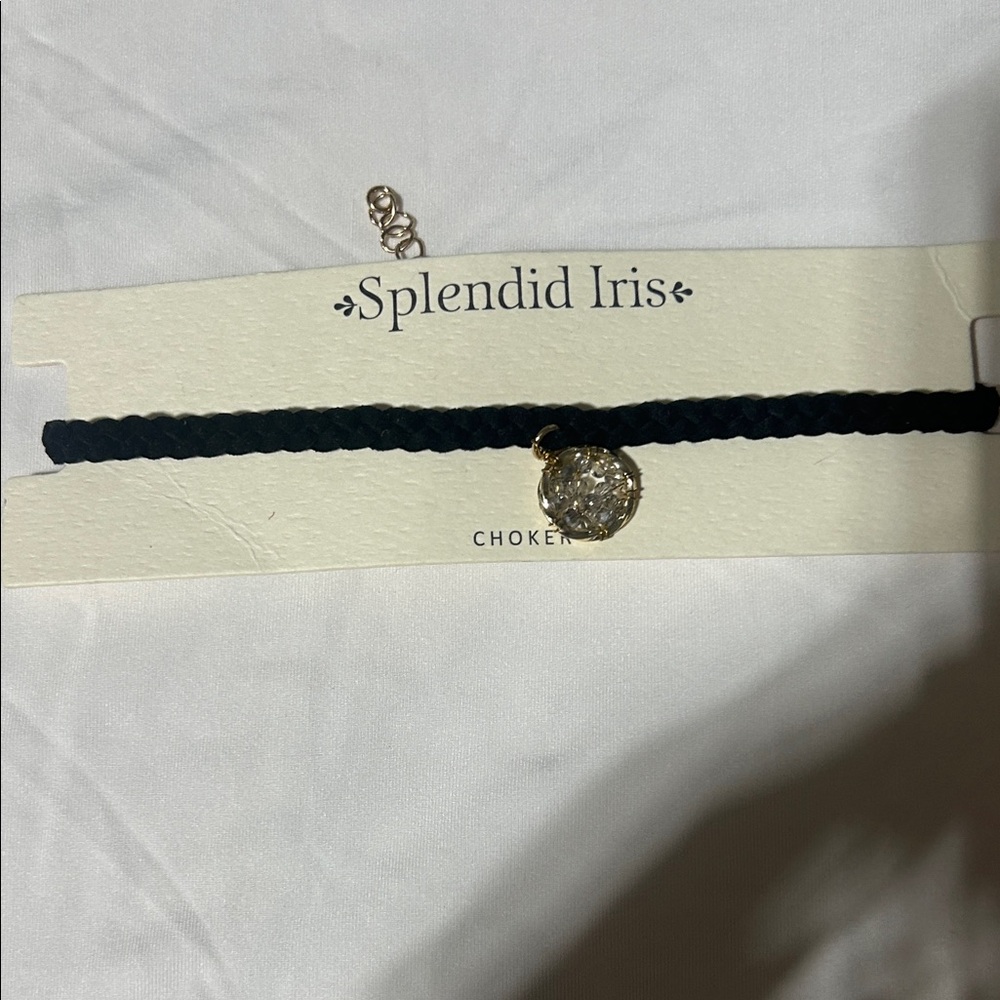 Splendid Iris Black Choker with Gold Accent